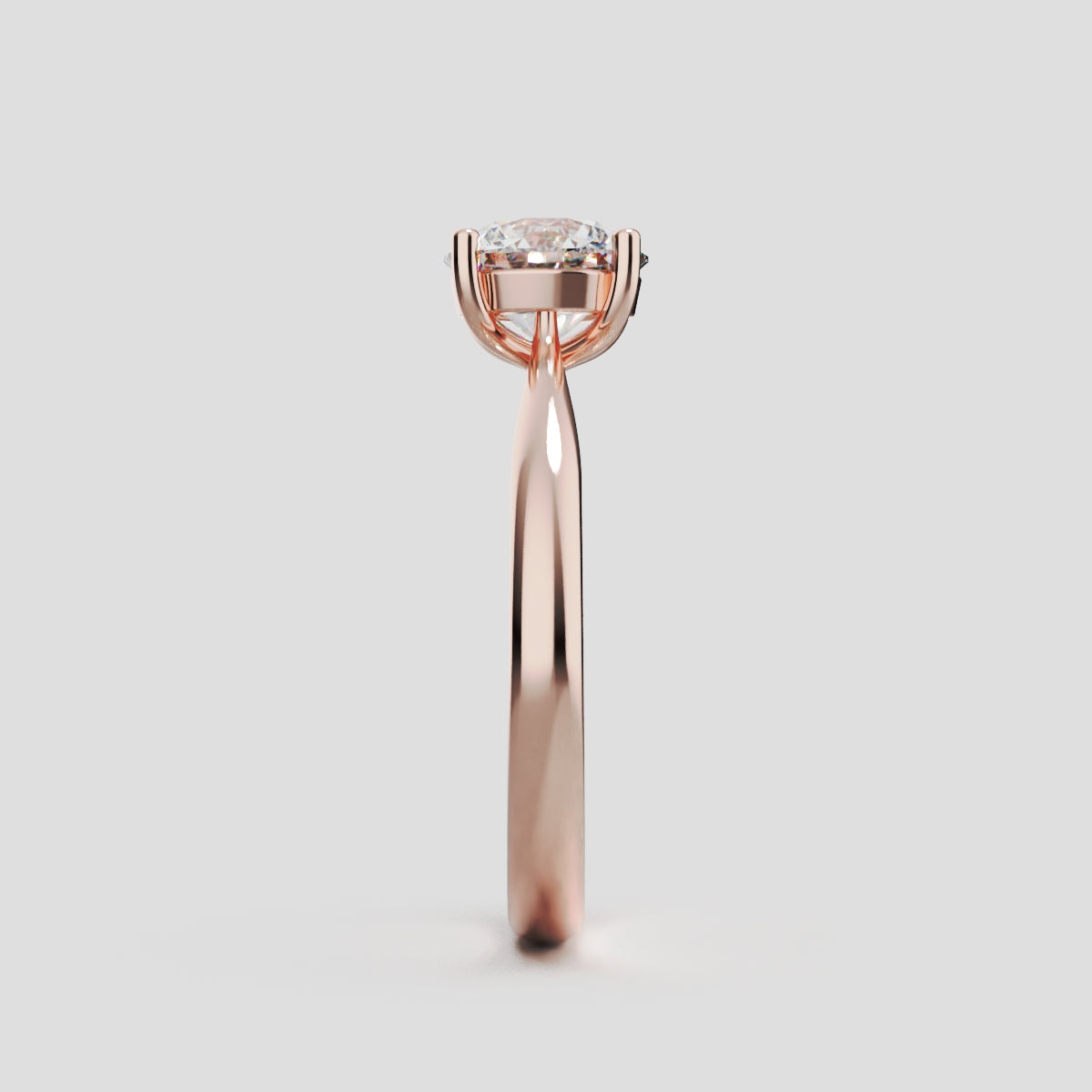 Navata, 1ct round lab grown diamond engagement ring, Cathedral Plain Sides, 18K rose gold - side view