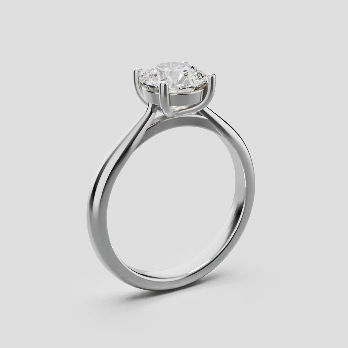 Navata, 1ct round lab grown diamond engagement ring, Cathedral Plain Sides, 18K white gold - ne