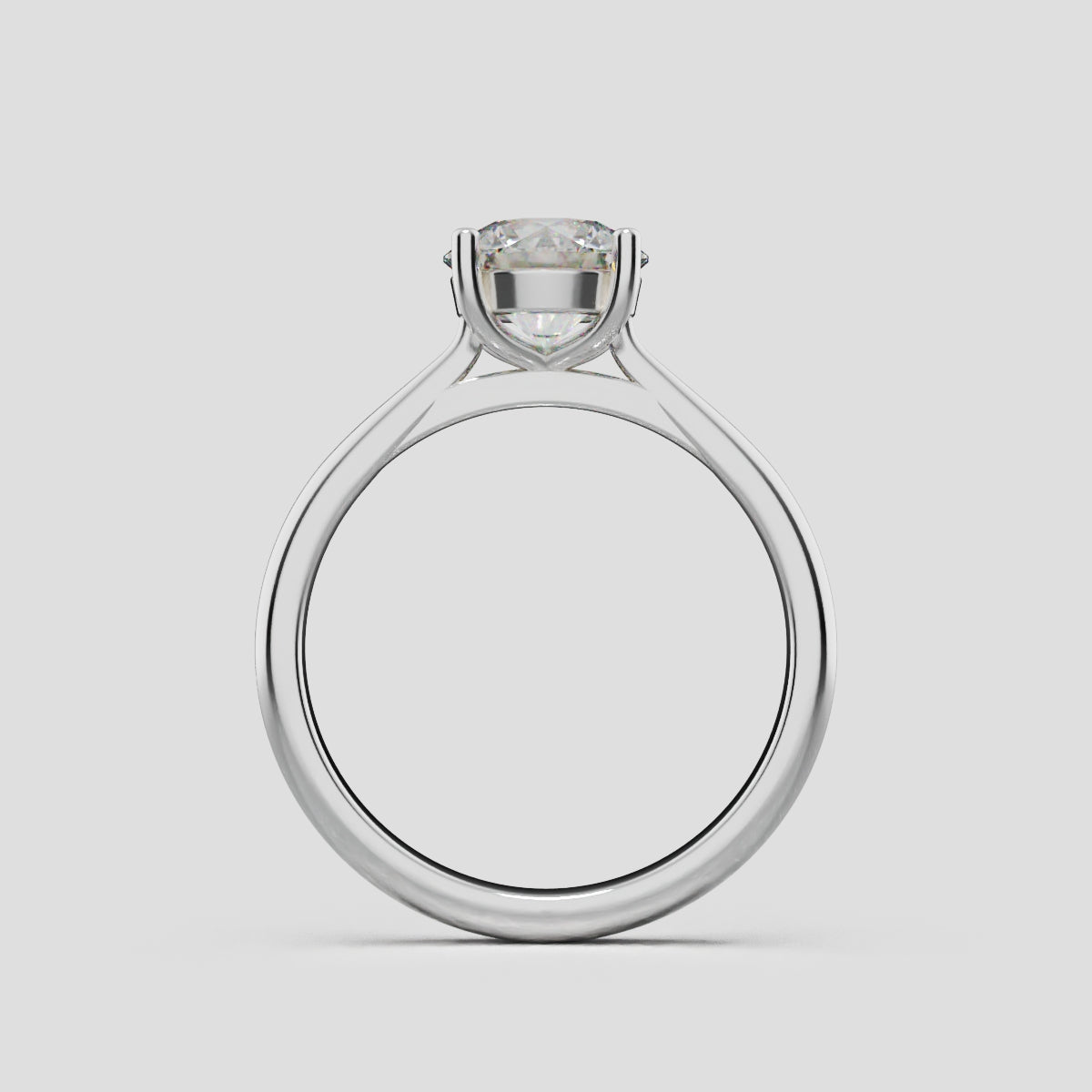 Navata, 1ct round lab grown diamond engagement ring, Cathedral Plain Sides, 18K white gold - through finger
