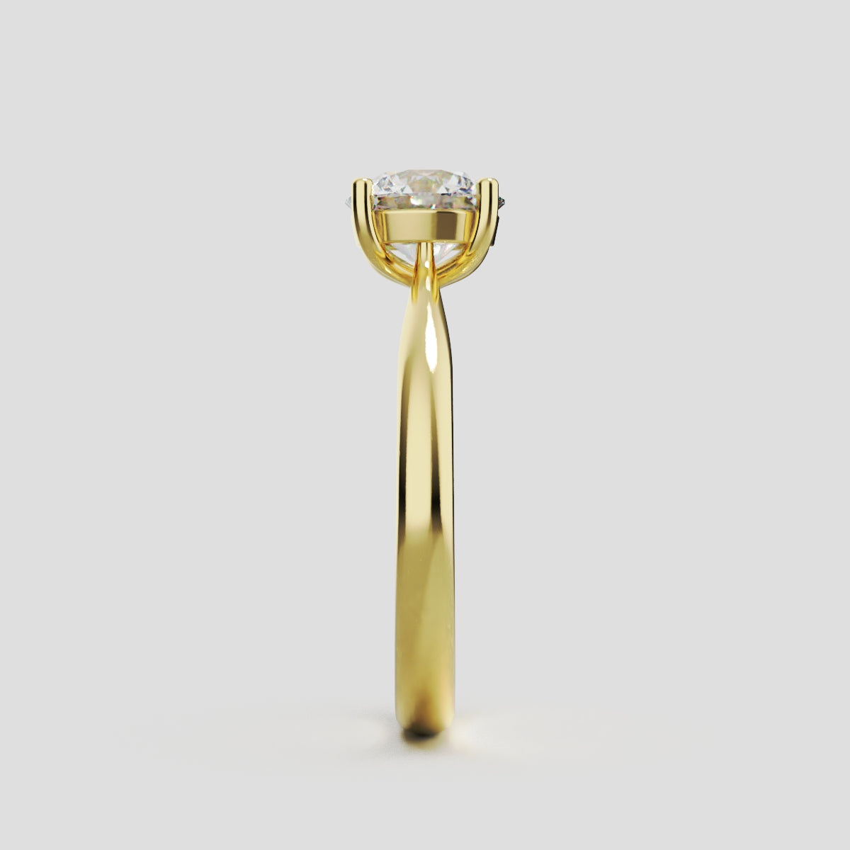 Navata, 1ct round lab grown diamond engagement ring, Cathedral Plain Sides, 18K yellow gold - side view