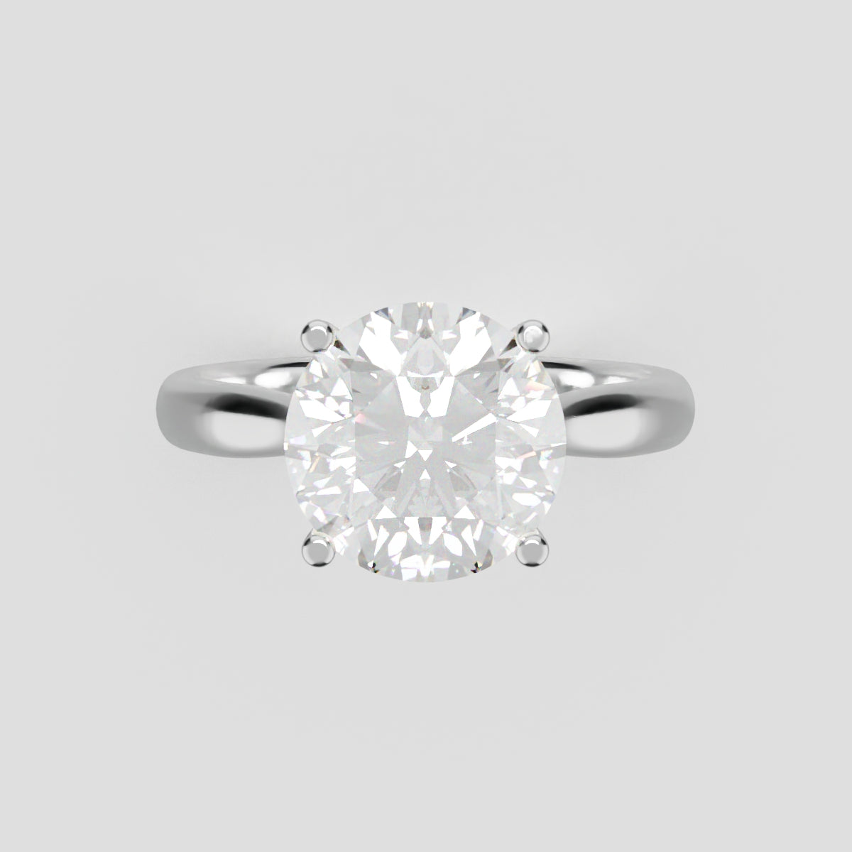 Navata, 2ct round lab grown diamond engagement ring, Cathedral Plain Sides, 18K white gold - front view