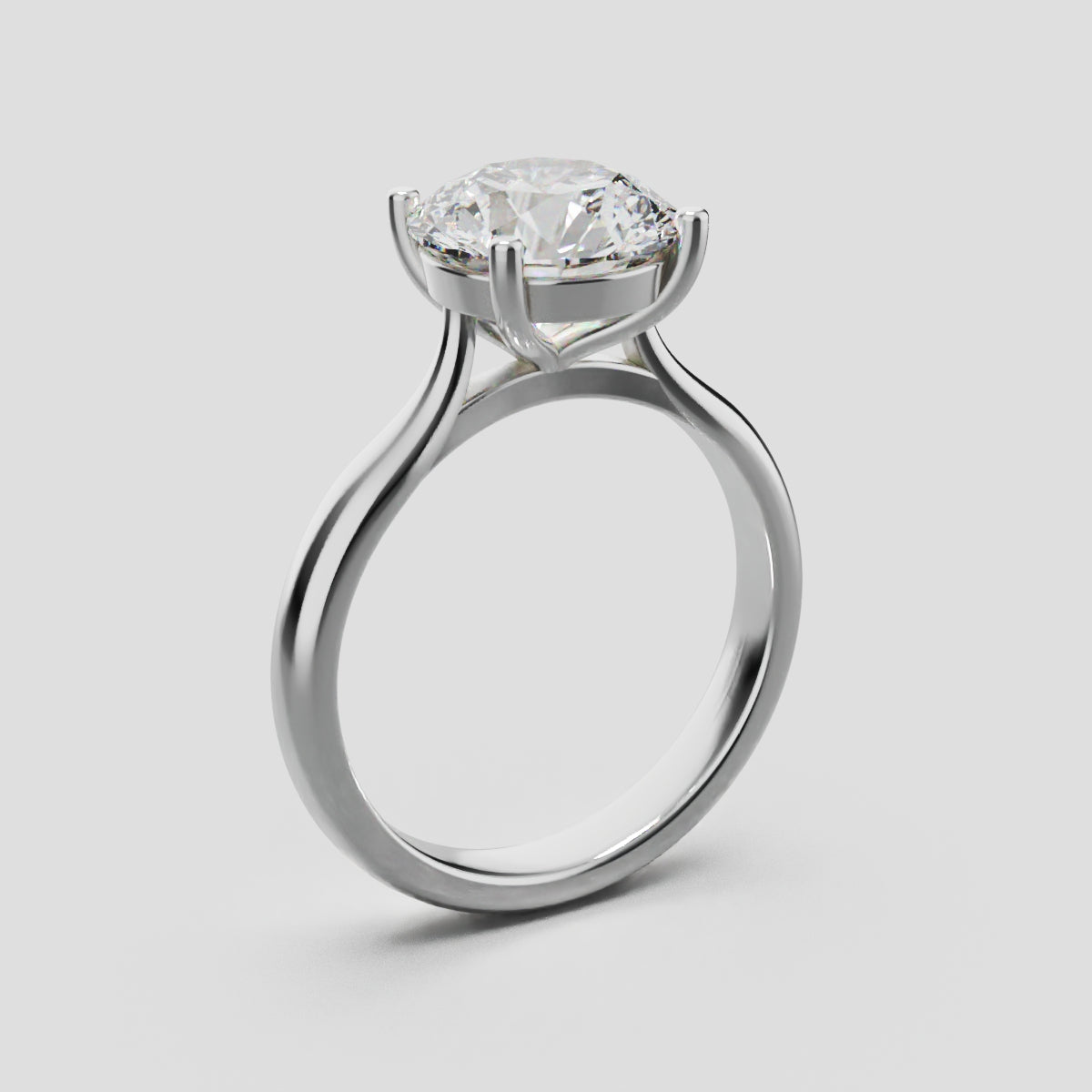 Navata, 2ct round lab grown diamond engagement ring, Cathedral Plain Sides, 18K white gold - ne
