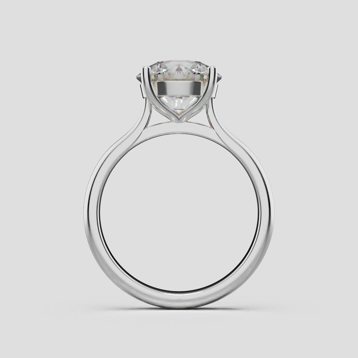 Navata, 2ct round lab grown diamond engagement ring, Cathedral Plain Sides, 18K white gold - through finger