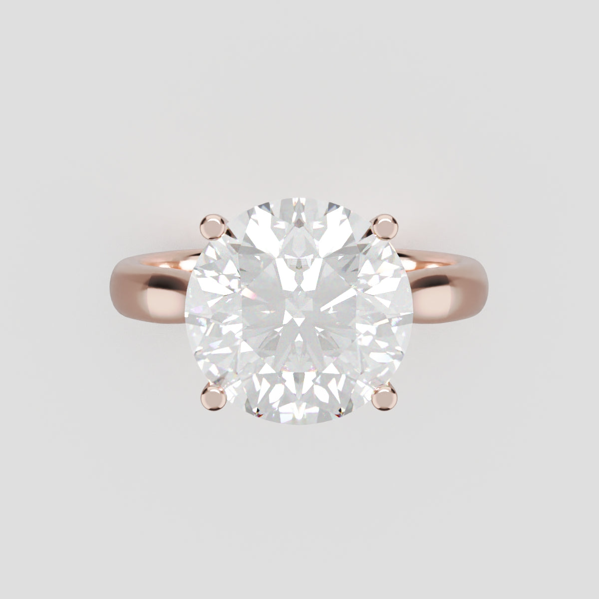 Navata, 3ct round lab grown diamond engagement ring, Cathedral Plain Sides, 18K rose gold - front view