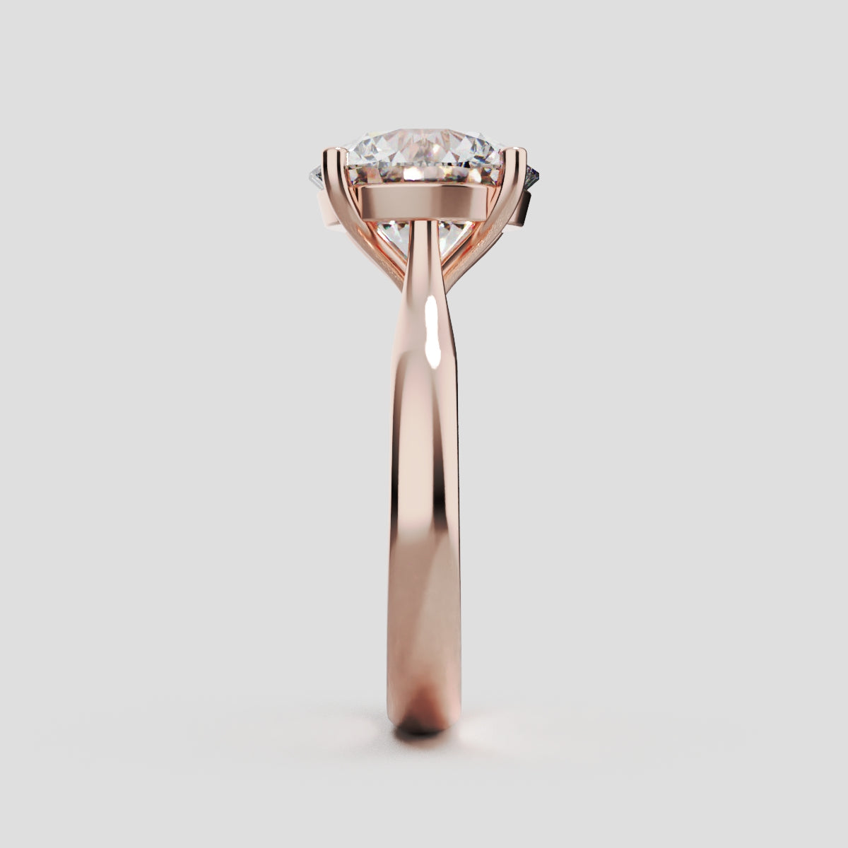 Navata, 3ct round lab grown diamond engagement ring, Cathedral Plain Sides, 18K rose gold - side view