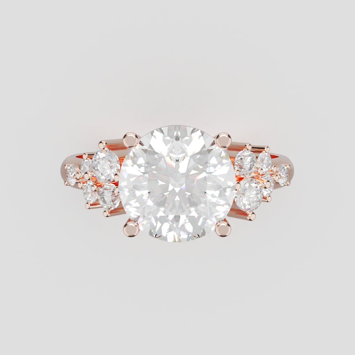 Grappolo, 2ct round lab grown diamond engagement ring, Cluster, 18K rose gold - front view