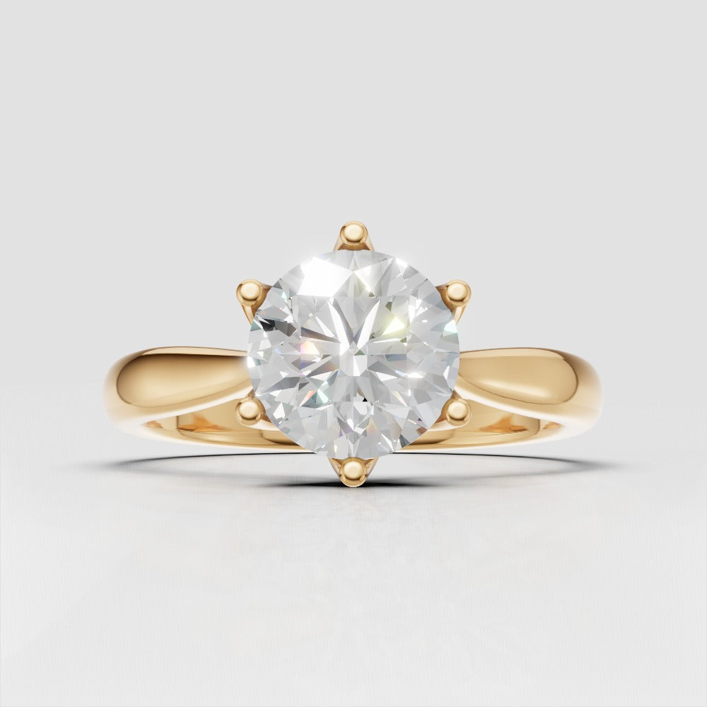 Germoglio - 1ct Round Lab Grown Diamond Engagement Ring, 18K Gold Hidden Petal Set, Fixed Width