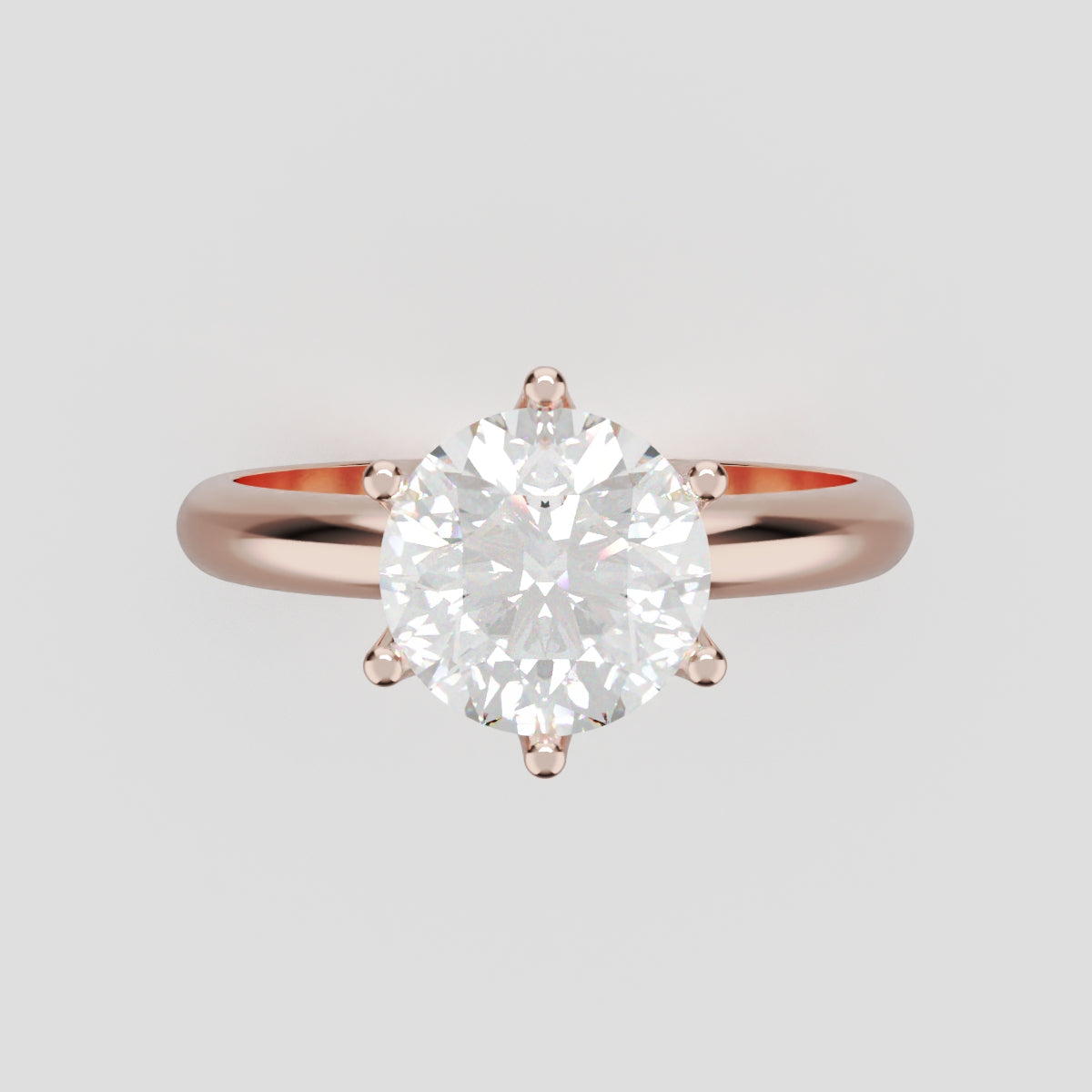 Bocciolo, 1.5ct round lab grown diamond engagement ring, Petal Invisible, 18K rose gold - front view