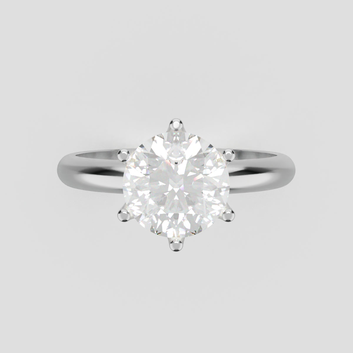 Bocciolo, 1.5ct round lab grown diamond engagement ring, Petal Invisible, 18K white gold - front view
