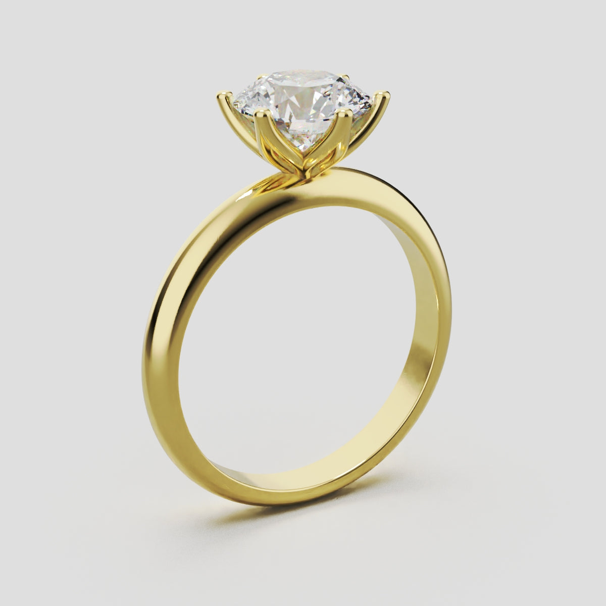 Bocciolo, 1.5ct round lab grown diamond engagement ring, Petal Invisible, 18K yellow gold - ne