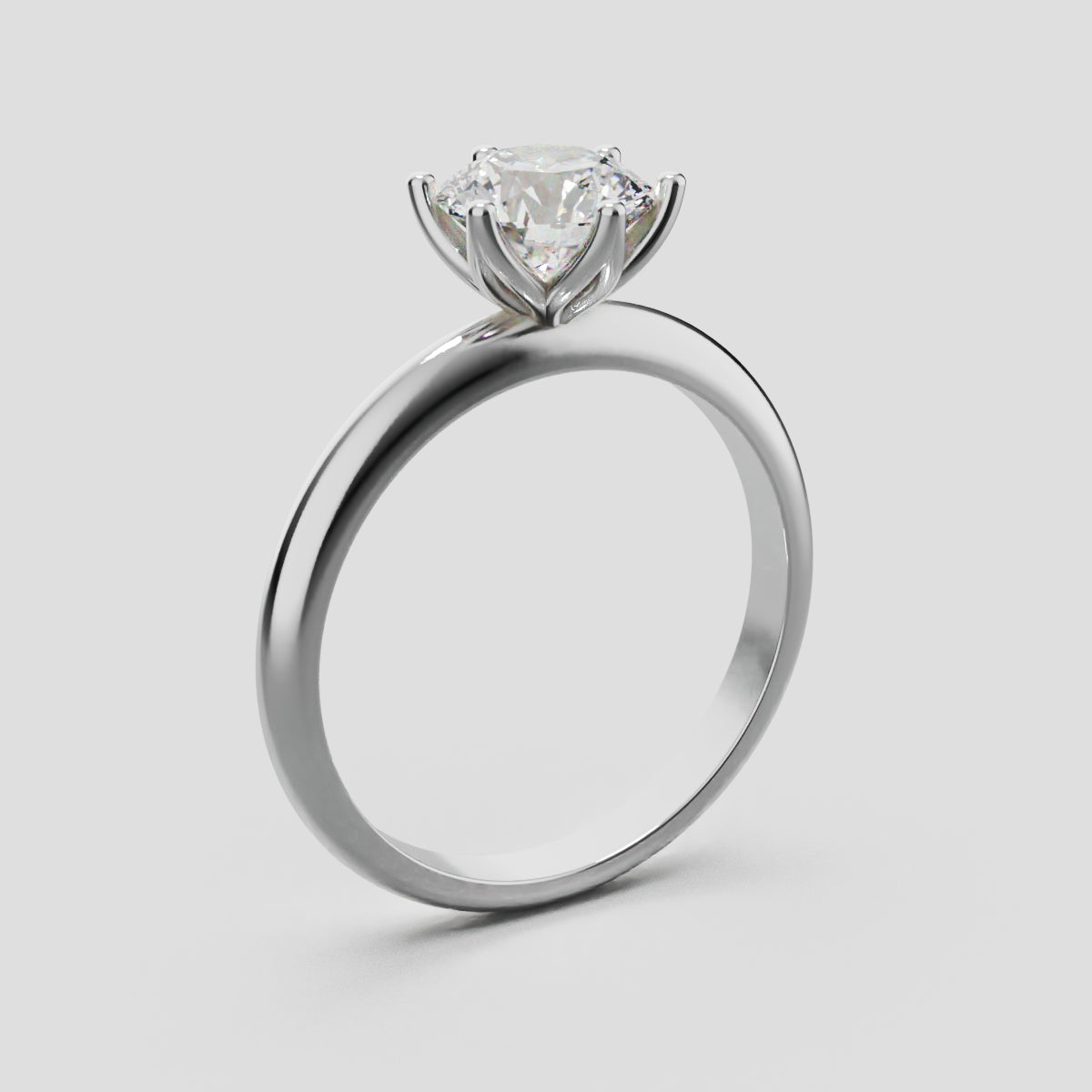 Bocciolo, 1ct round lab grown diamond engagement ring, Petal Invisible, 18K white gold - ne