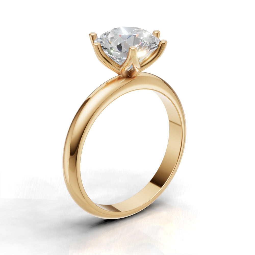 Bocciolo, 2ct round lab grown diamond engagement ring, Petal Invisible, 18K yellow gold - ne