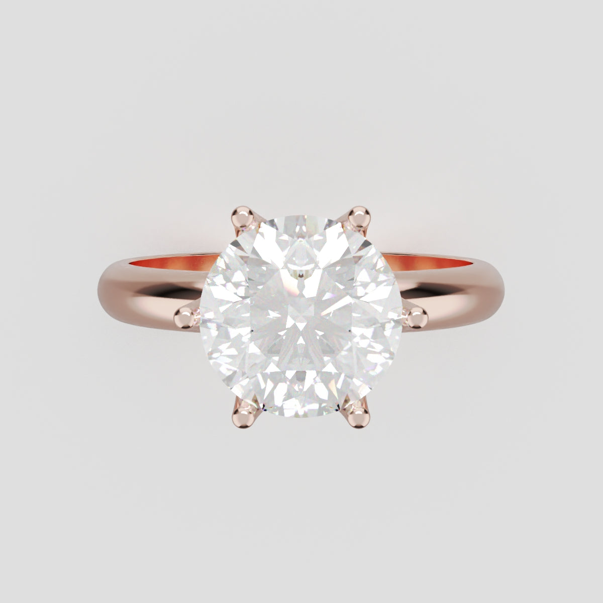 Bocciolo, 2ct round lab grown diamond engagement ring, Petal Invisible, 18K rose gold - front view