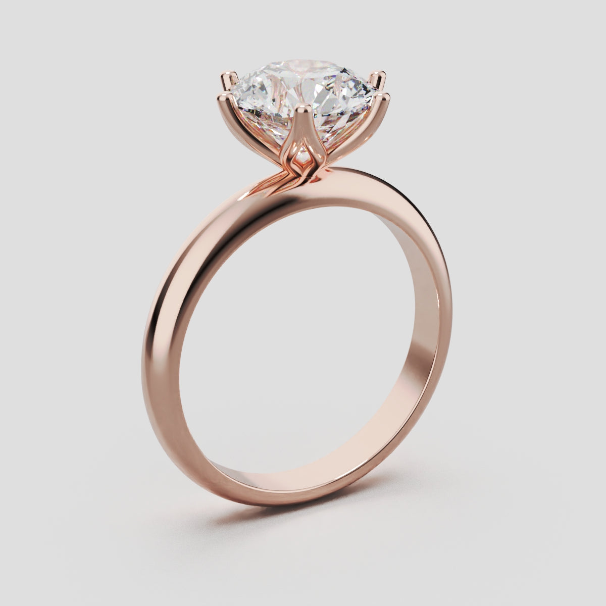 Bocciolo, 2ct round lab grown diamond engagement ring, Petal Invisible, 18K rose gold - ne