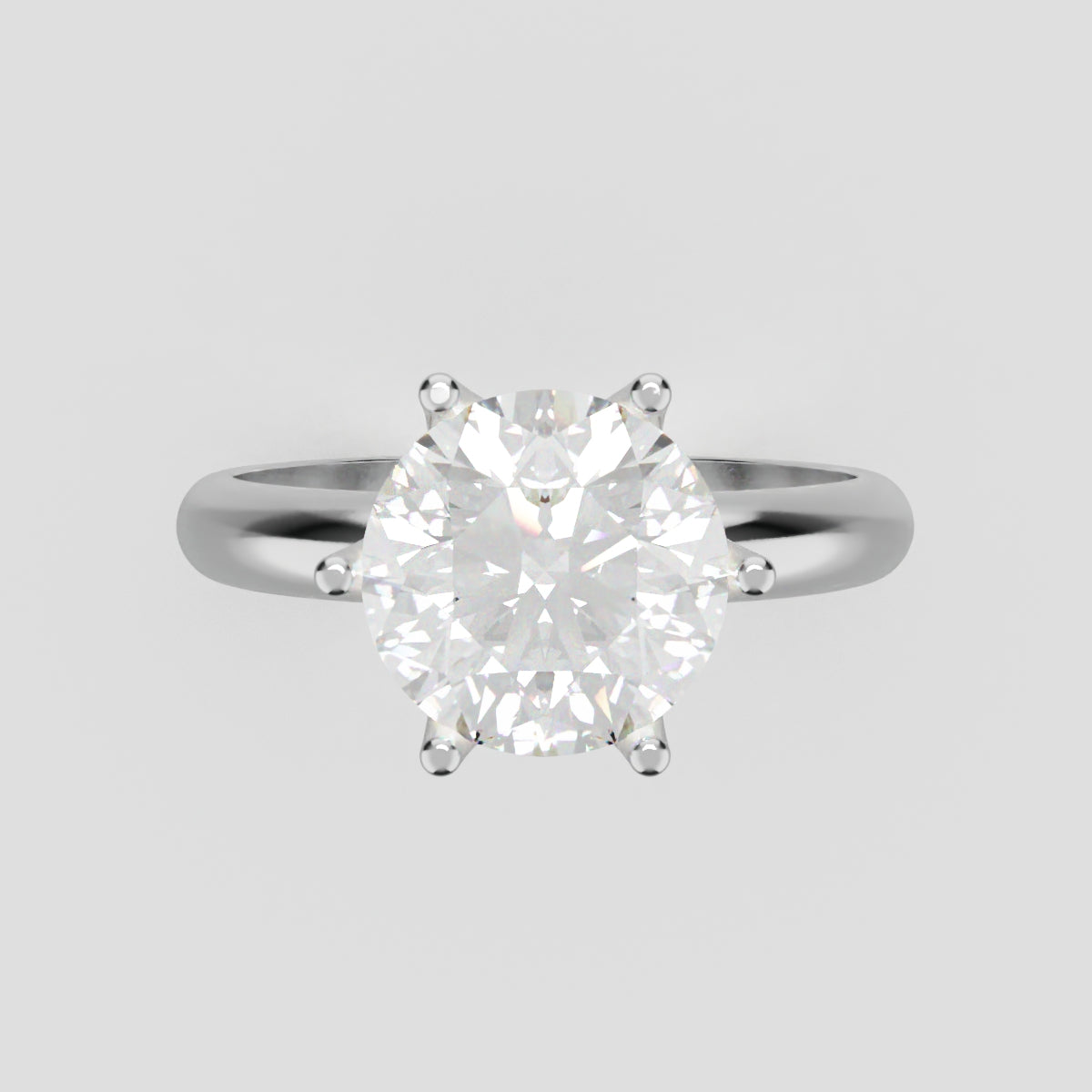 Bocciolo, 2ct round lab grown diamond engagement ring, Petal Invisible, 18K white gold - front view