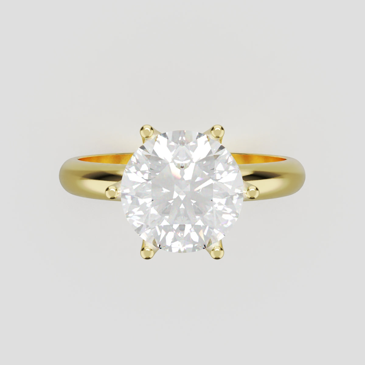 Bocciolo, 2ct round lab grown diamond engagement ring, Petal Invisible, 18K yellow gold - front view