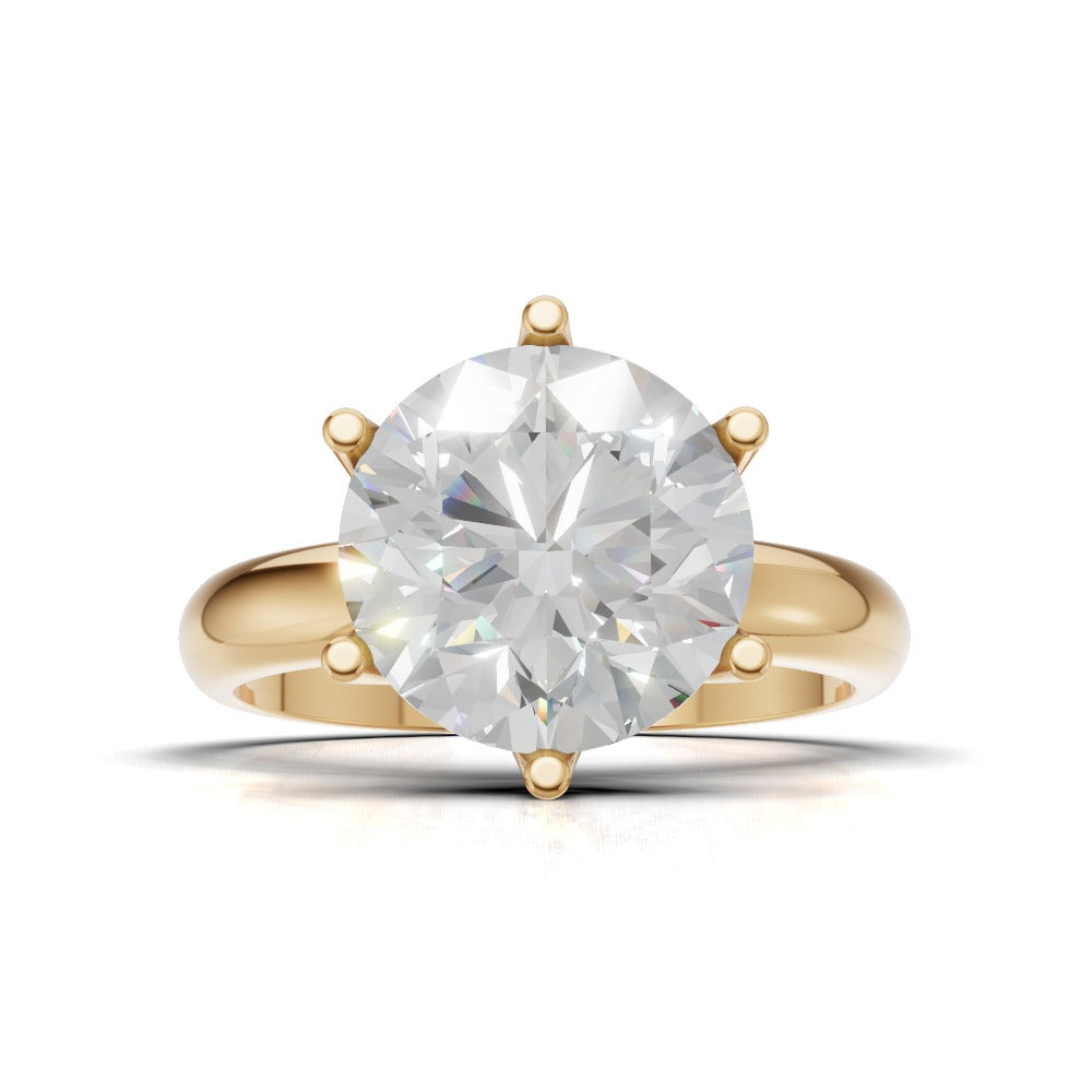 Bocciolo, 3ct round lab grown diamond engagement ring, Petal Invisible, 18K yellow gold - view 4
