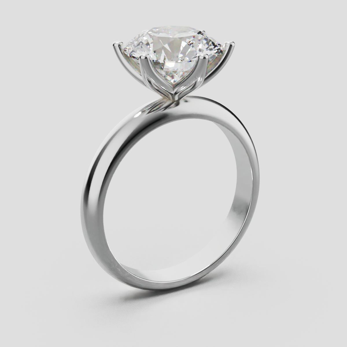 Bocciolo, 3ct round lab grown diamond engagement ring, Petal Invisible, 18K white gold - ne