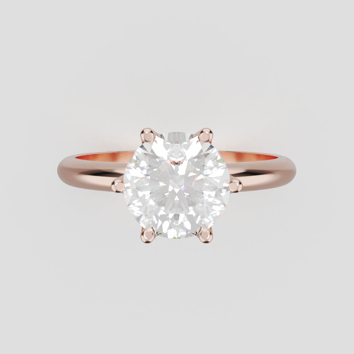 Germoglio, 1.5ct round lab grown diamond engagement ring, Hidden Petal Set, Fixed Width, 18K rose gold - front view