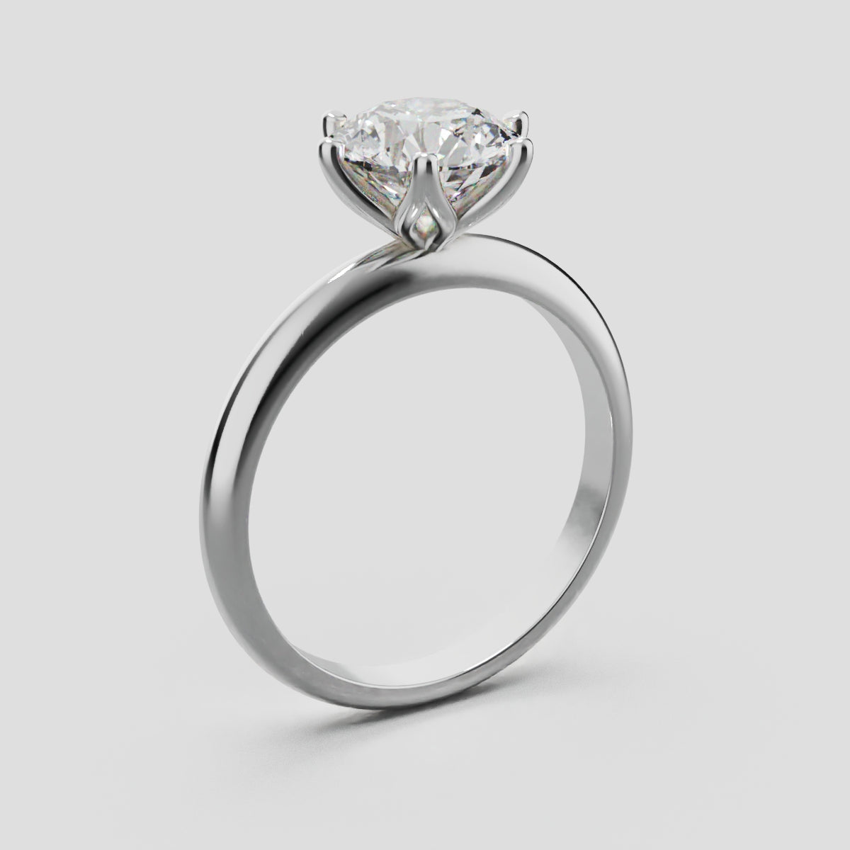 Germoglio, 1.5ct round lab grown diamond engagement ring, Hidden Petal Set, Fixed Width, 18K white gold - ne