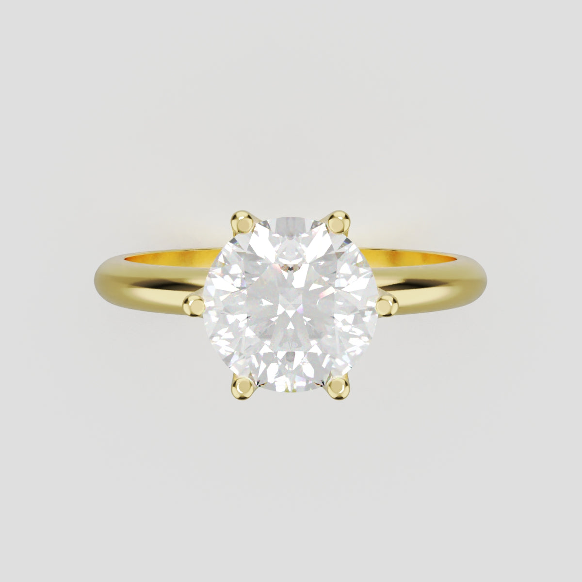 Germoglio, 1.5ct round lab grown diamond engagement ring, Hidden Petal Set, Fixed Width, 18K yellow gold - front view