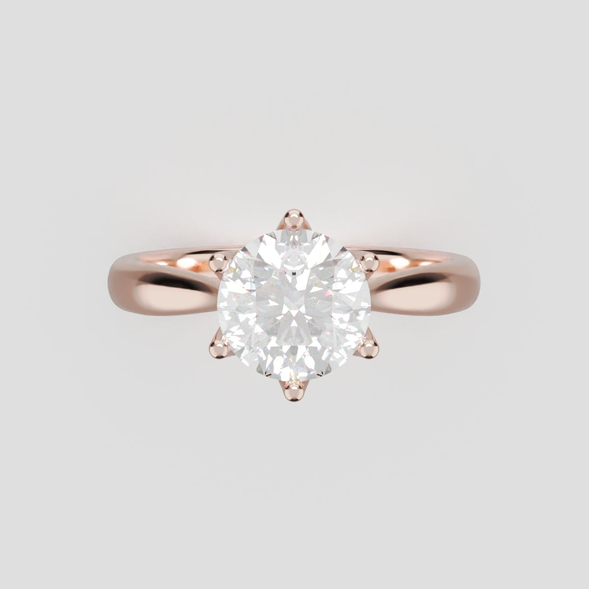 Germoglio, 1ct round lab grown diamond engagement ring, Hidden Petal Set, Fixed Width, 18K rose gold - front view