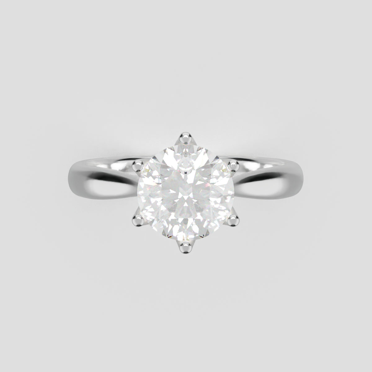 Germoglio, 1ct round lab grown diamond engagement ring, Hidden Petal Set, Fixed Width, 18K white gold - front view
