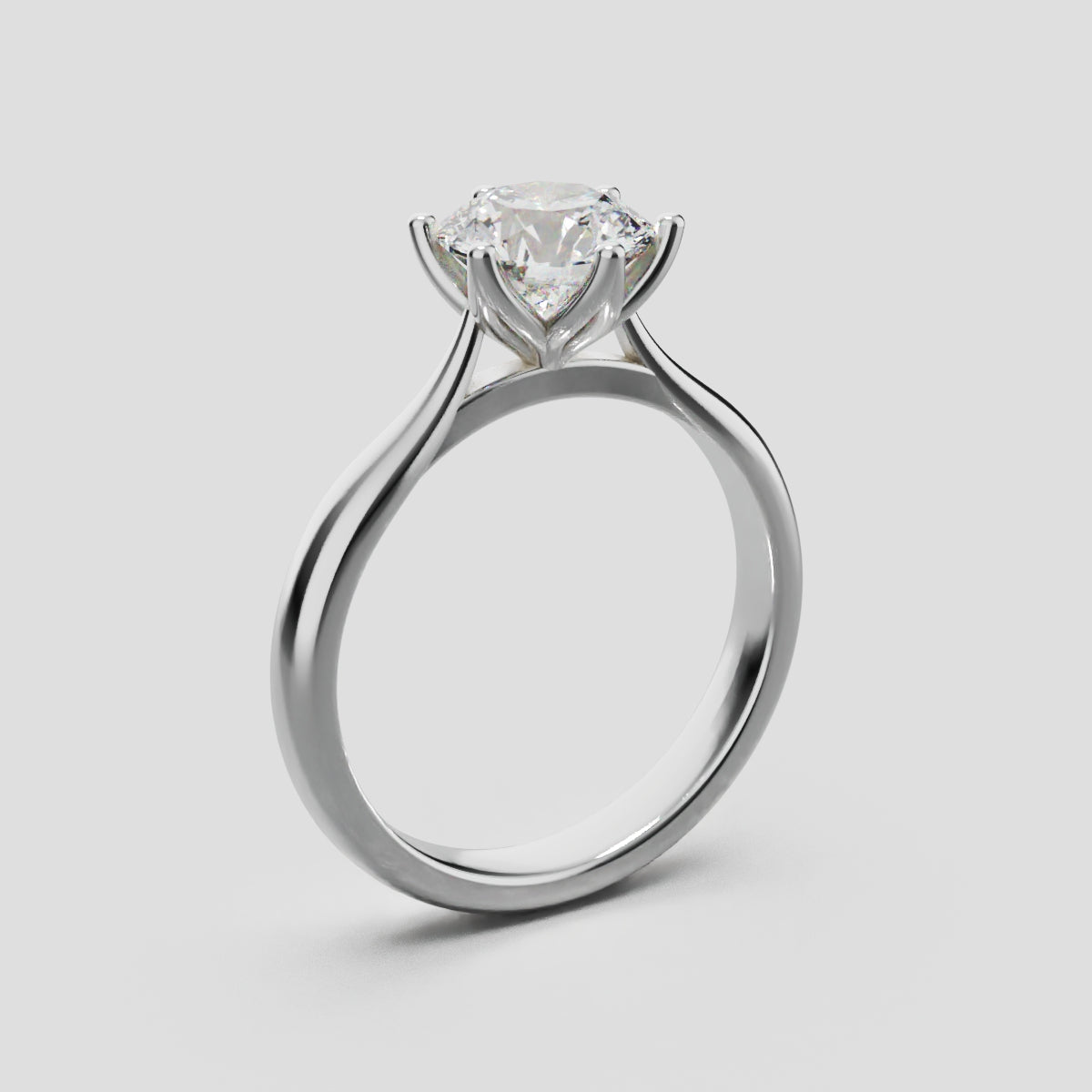 Germoglio, 1ct round lab grown diamond engagement ring, Hidden Petal Set, Fixed Width, 18K white gold - ne