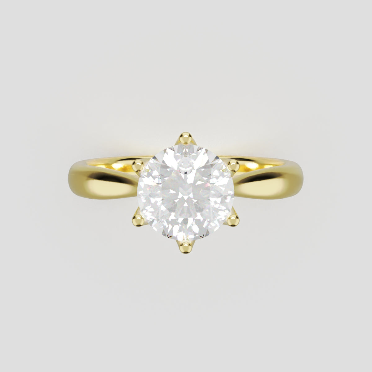 Germoglio, 1ct round lab grown diamond engagement ring, Hidden Petal Set, Fixed Width, 18K yellow gold - front view