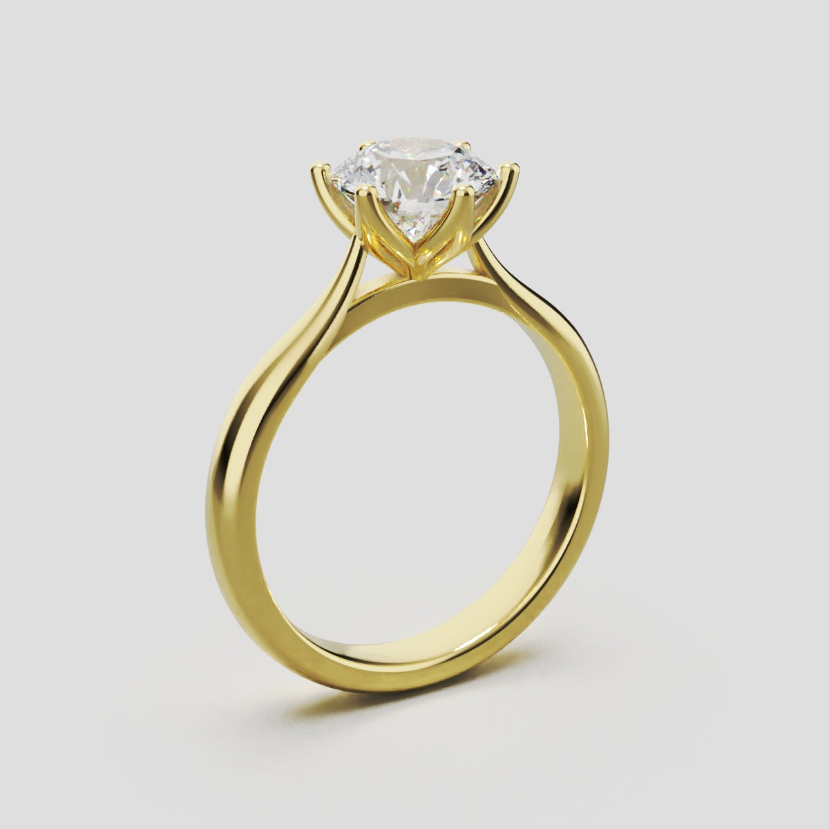 Germoglio, 1ct round lab grown diamond engagement ring, Hidden Petal Set, Fixed Width, 18K yellow gold - ne