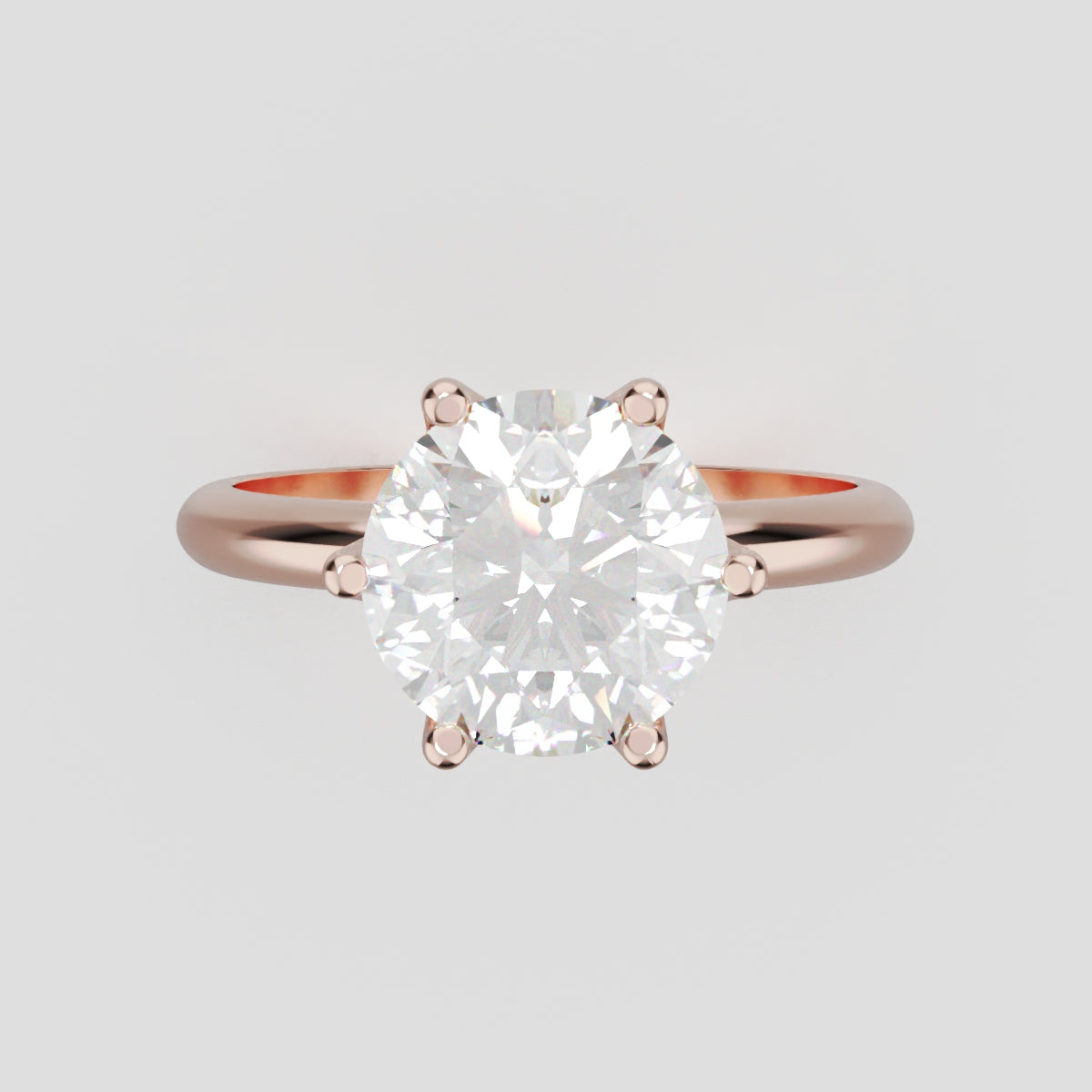 Germoglio, 2ct round lab grown diamond engagement ring, Hidden Petal Set, Fixed Width, 18K rose gold - front view
