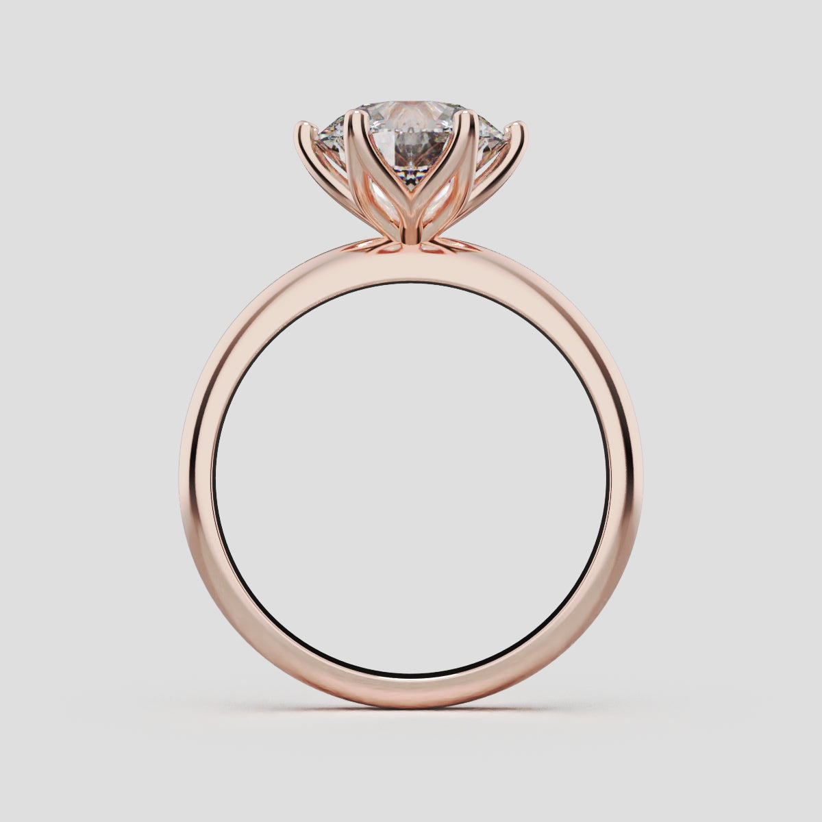Germoglio, 2ct round lab grown diamond engagement ring, Hidden Petal Set, Fixed Width, 18K rose gold - through finger
