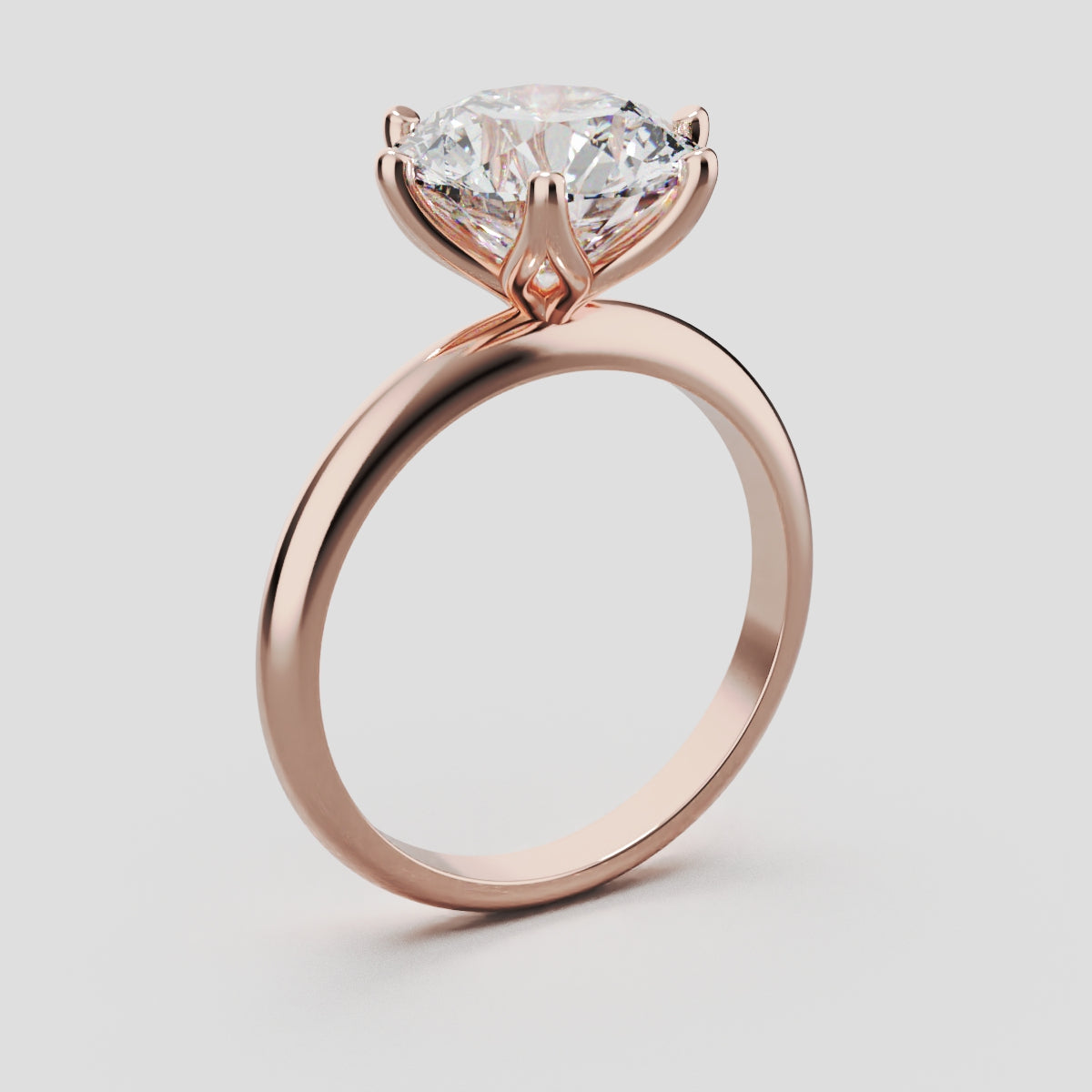 Germoglio, 3ct round lab grown diamond engagement ring, Hidden Petal Set, Fixed Width, 18K rose gold - ne