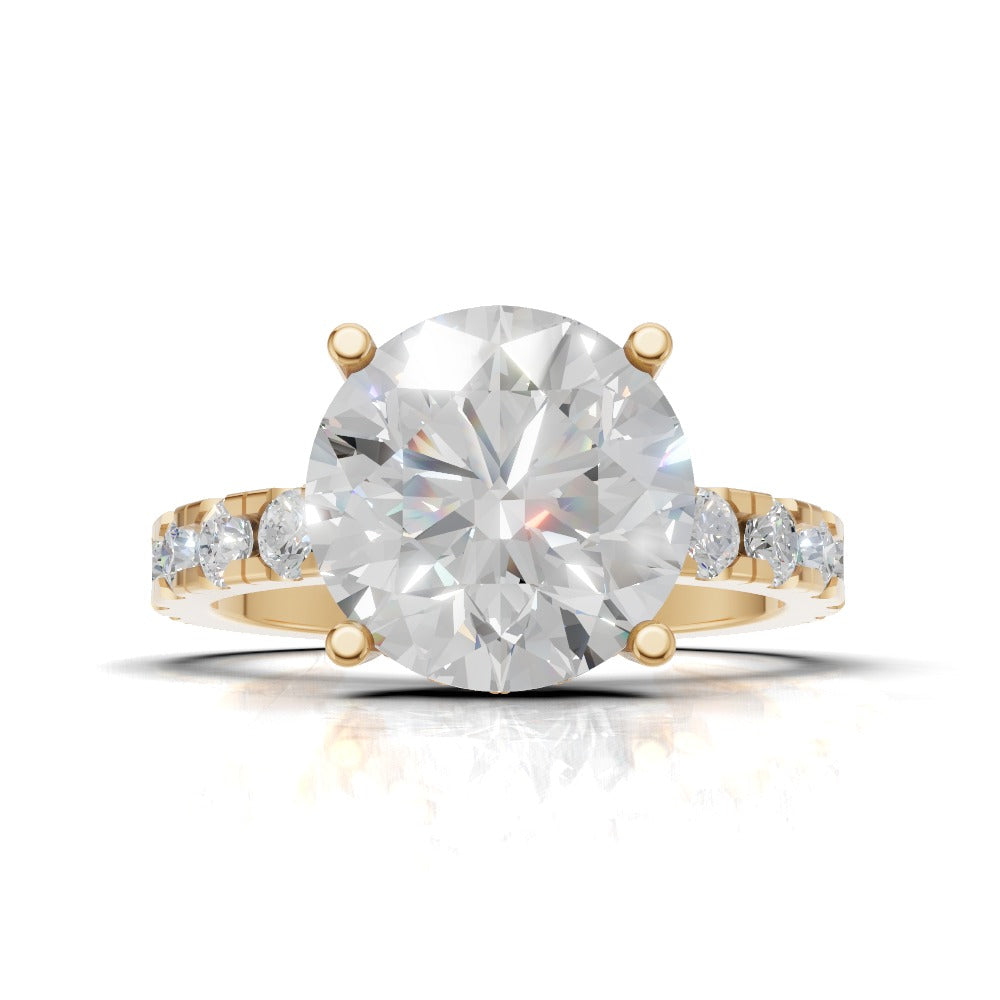 Eclissi, 3ct round lab grown diamond engagement ring, 2.3mm Pave, Hidden Halo, 18K yellow gold - view 4