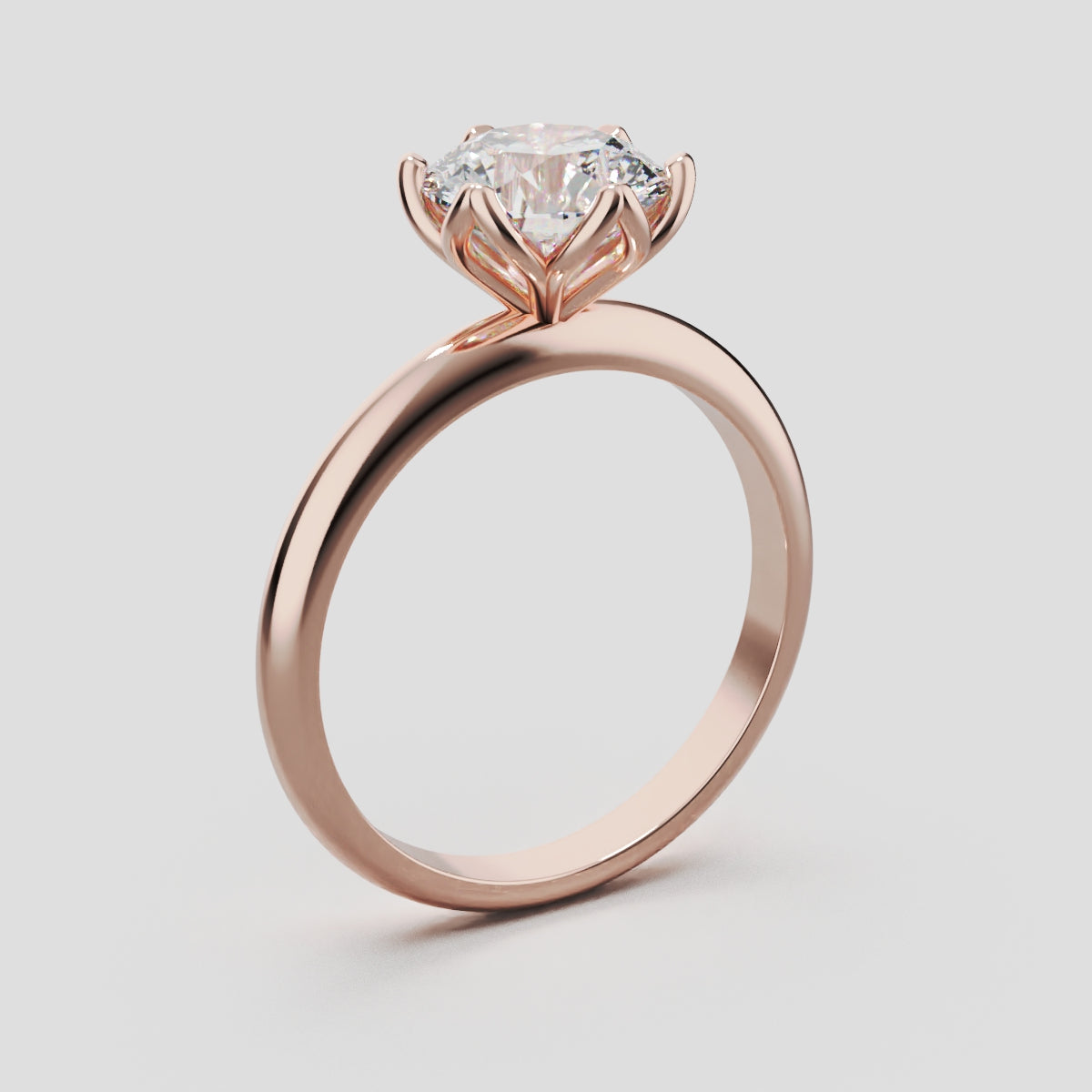 Fiorita, 1.5ct round lab grown diamond engagement ring, Petal Visible, 18K rose gold - ne