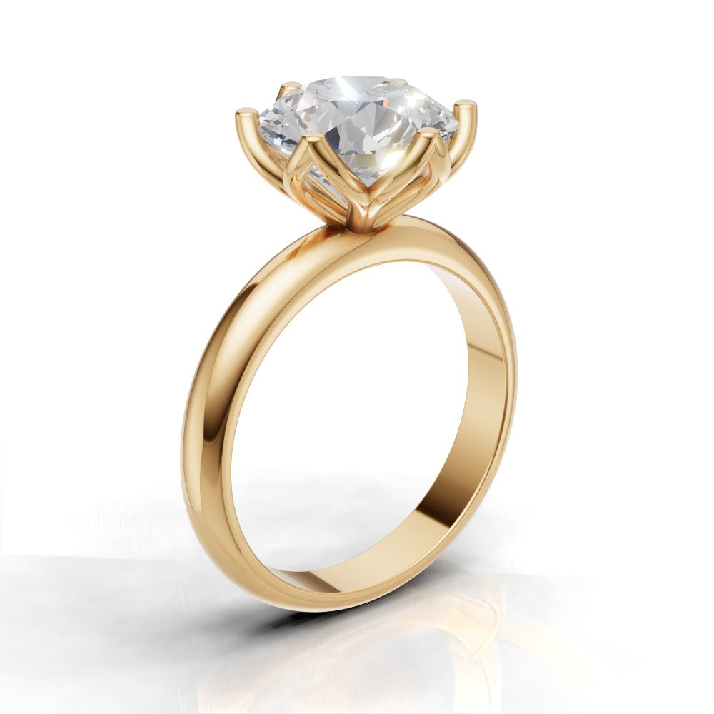 Fiorita, 3ct round lab grown diamond engagement ring, Petal Visible, 18K yellow gold - ne