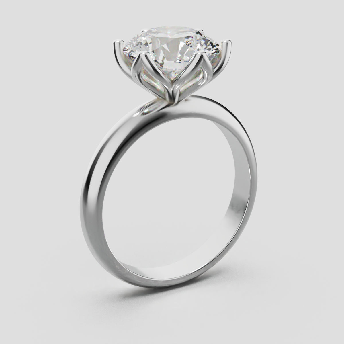 Fiorita, 3ct round lab grown diamond engagement ring, Petal Visible, 18K white gold - ne