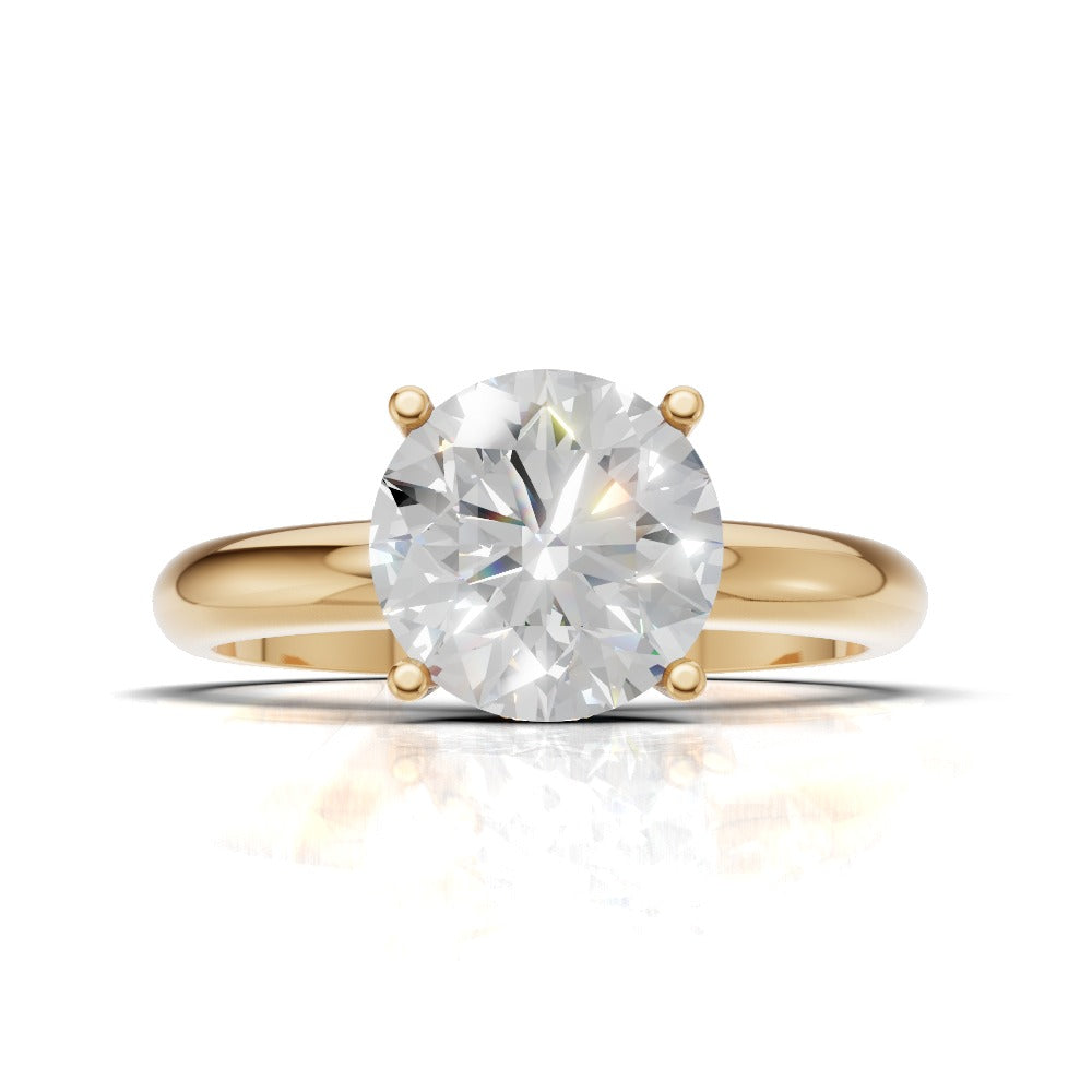 Segreto, 1.5ct round lab grown diamond engagement ring, Plain Sides, Hidden Halo, 4 Prongs, 18K yellow gold - view 4
