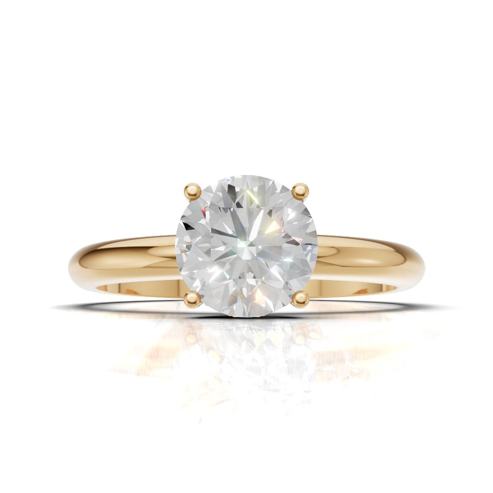 Segreto, 1ct round lab grown diamond engagement ring, Plain Sides, Hidden Halo, 4 Prongs, 18K yellow gold - view 4