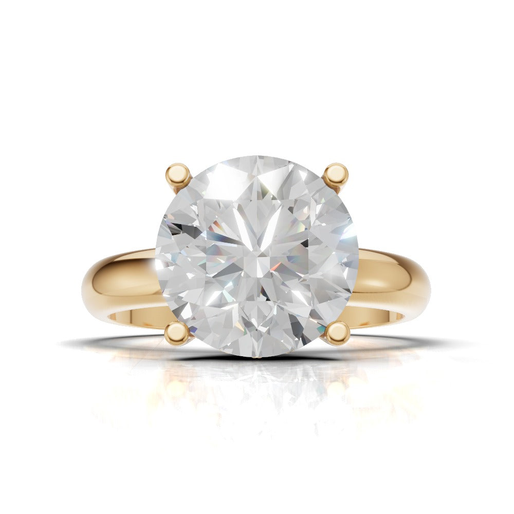 Segreto, 3ct round lab grown diamond engagement ring, Plain Sides, Hidden Halo, 4 Prongs, 18K yellow gold - view 4