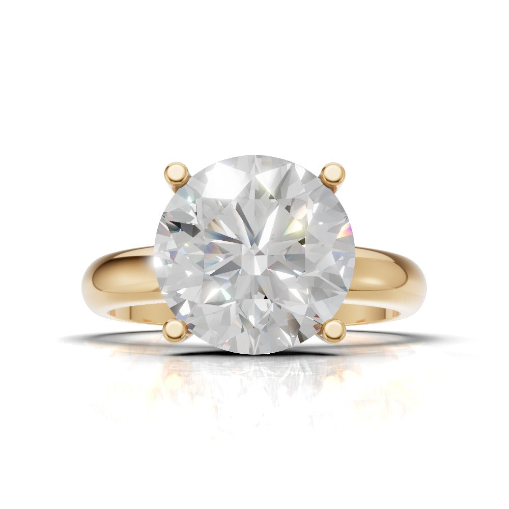 Limpido, 3ct round lab grown diamond engagement ring, Plain Sides, Plain Gallery, 4 Prongs, 18K yellow gold - view 4