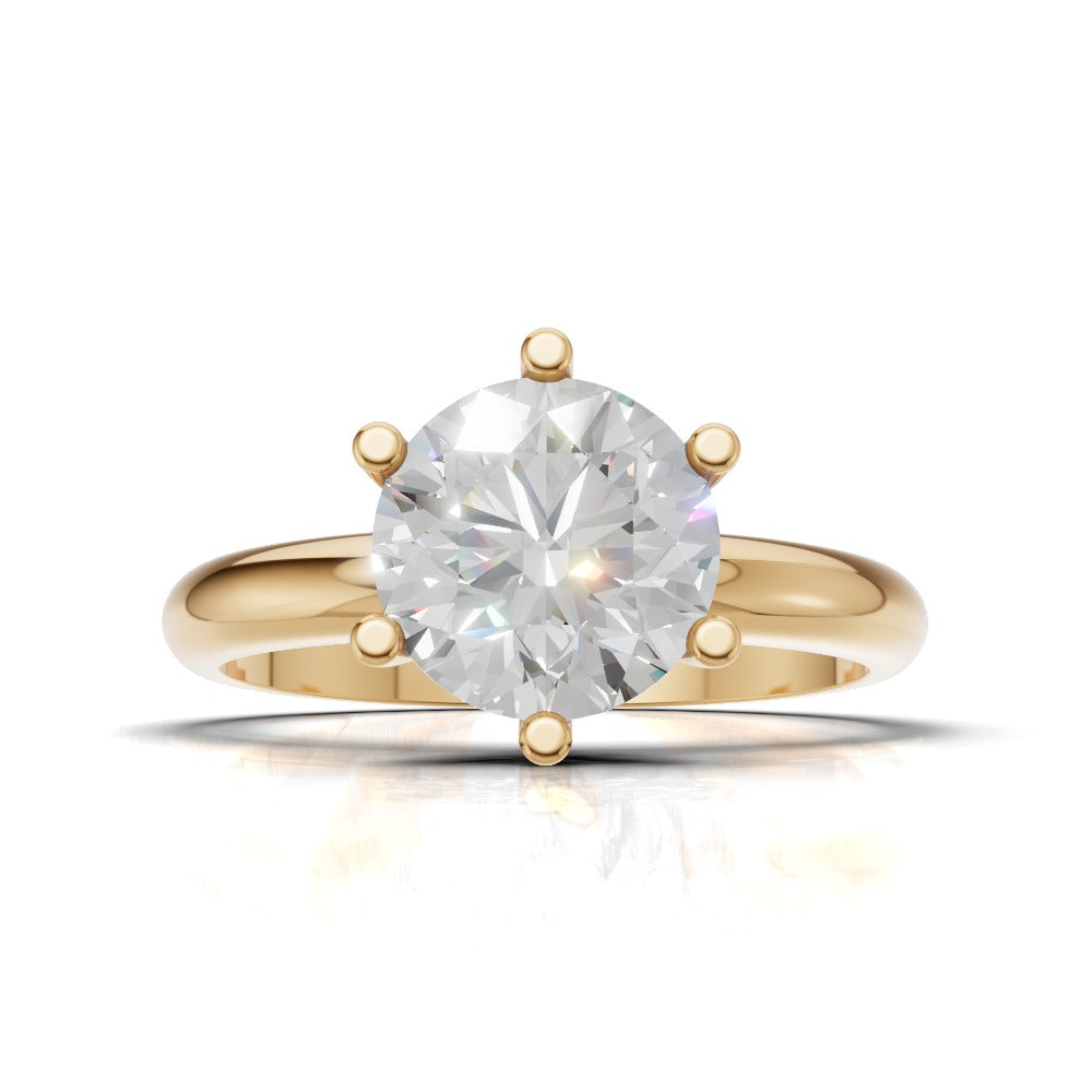 Sei Stelle, 1.5ct round lab grown diamond engagement ring, Plain Sides, 6 Prongs, 18K yellow gold - view 4