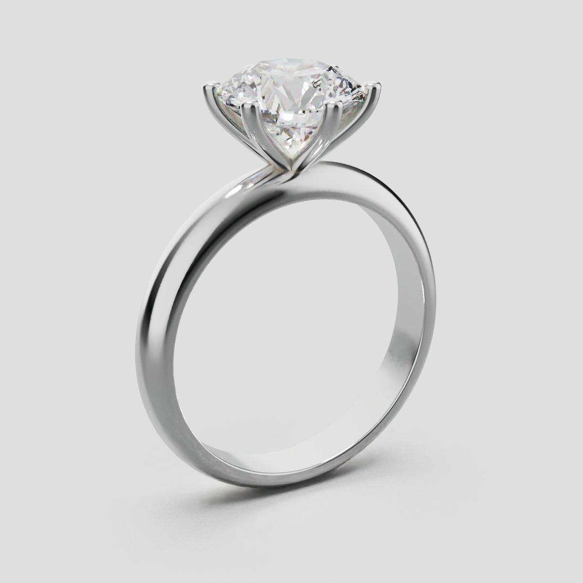 Sei Stelle, 2ct round lab grown diamond engagement ring, Plain Sides, 6 Prongs, 18K white gold - ne
