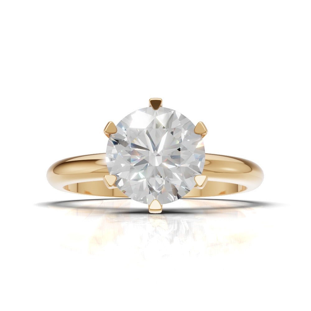 Retta, 1.5ct round lab grown diamond engagement ring, Plain Sides, 6 Prongs, Fixed Width, 18K yellow gold - view 4