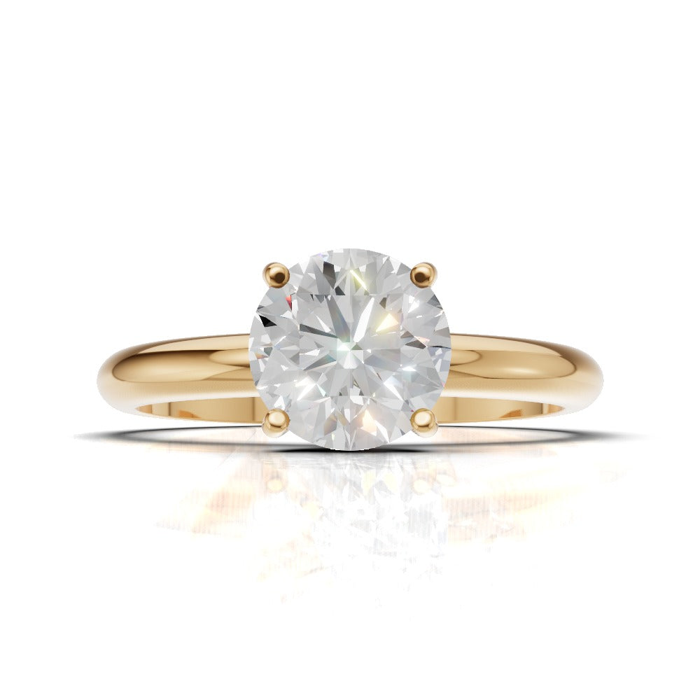 Costante, 1ct round lab grown diamond engagement ring, Plain Sides, Hidden Halo, 4 Prongs, Fixed Width, 18K yellow gold - view 4