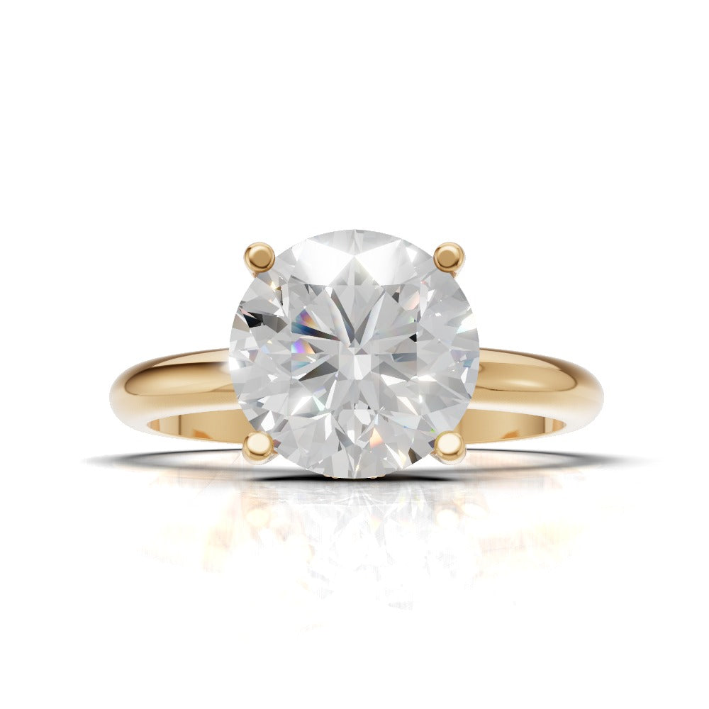 Costante, 2ct round lab grown diamond engagement ring, Plain Sides, Hidden Halo, 4 Prongs, Fixed Width, 18K yellow gold - view 4