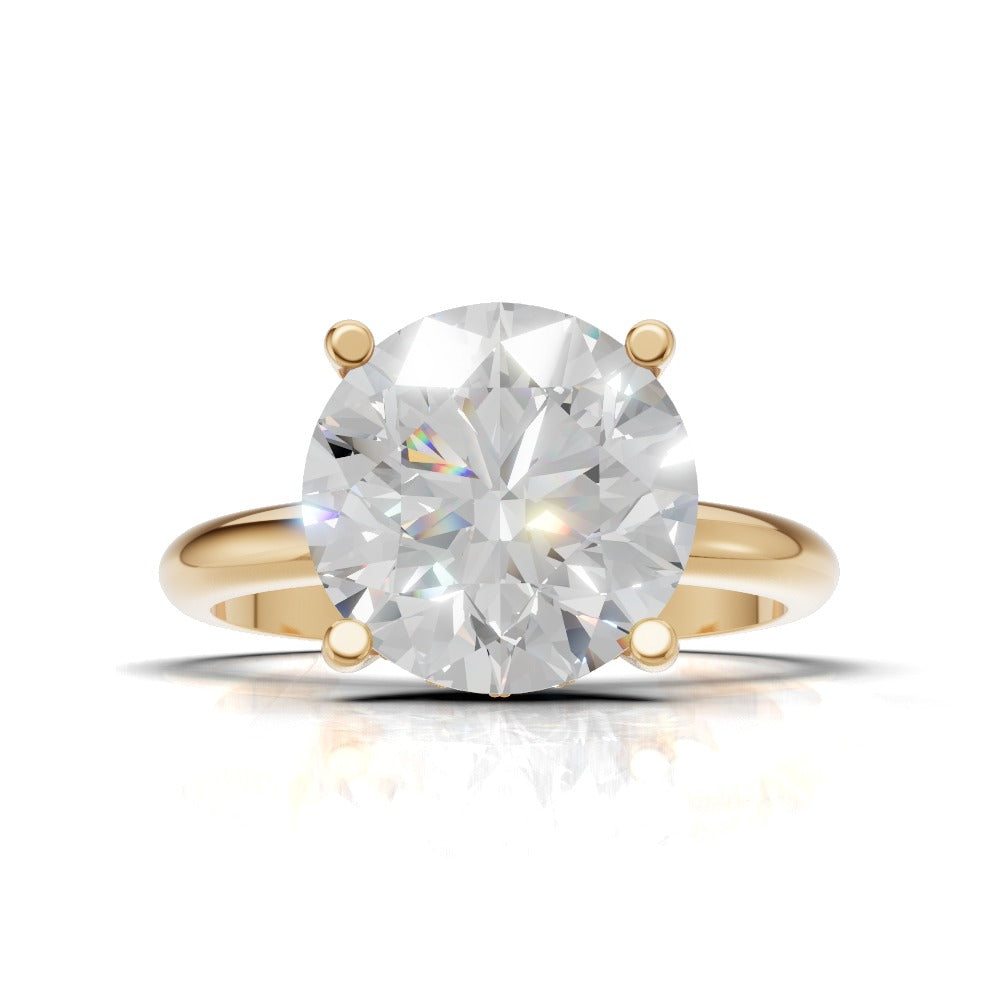 Costante, 3ct round lab grown diamond engagement ring, Plain Sides, Hidden Halo, 4 Prongs, Fixed Width, 18K yellow gold - view 4
