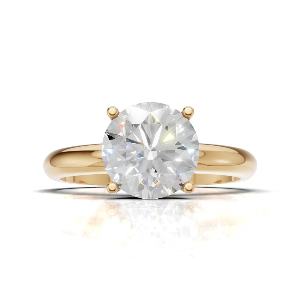 Limpido, 1.5ct round lab grown diamond engagement ring, Plain Sides, Plain Gallery, 4 Prongs, 18K yellow gold - view 4
