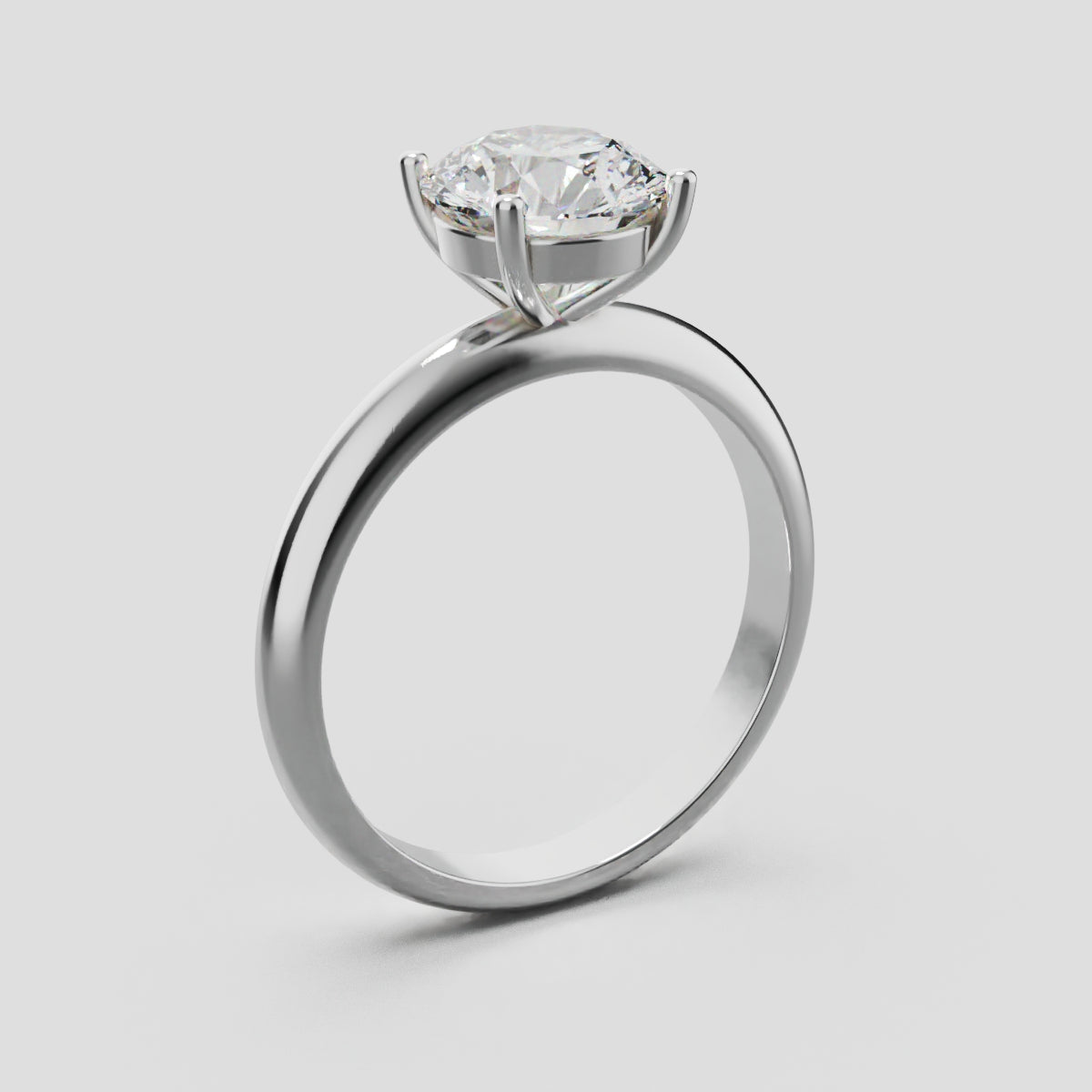 Limpido, 1.5ct round lab grown diamond engagement ring, Plain Sides, Plain Gallery, 4 Prongs, 18K white gold - ne