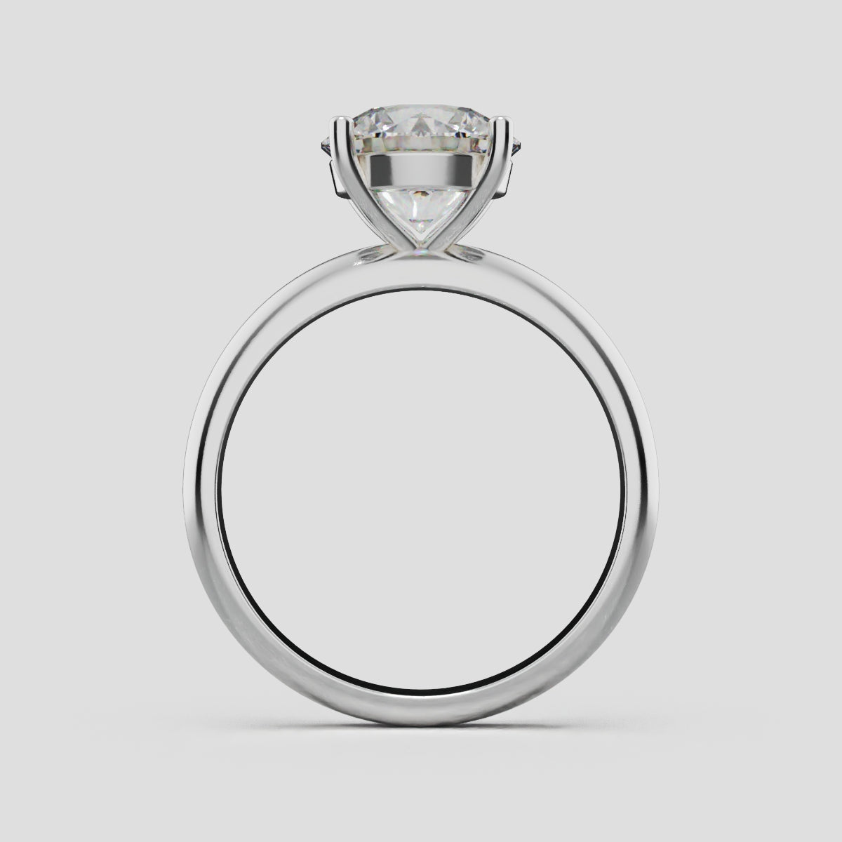 Limpido, 2ct round lab grown diamond engagement ring, Plain Sides, Plain Gallery, 4 Prongs, 18K white gold - through finger